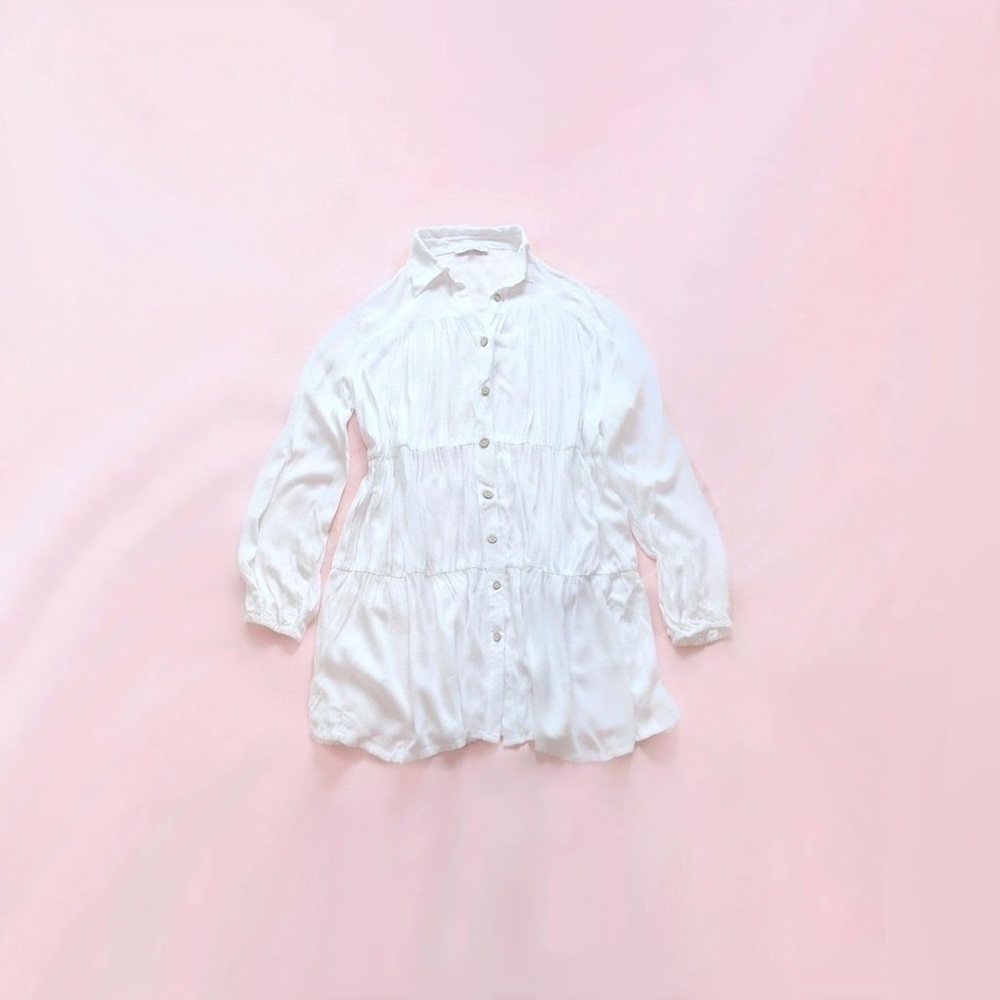 olivaceous ⋆ tiered button front mini dress